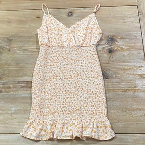Love Tree Floral Mini Dress in Cream and Orange